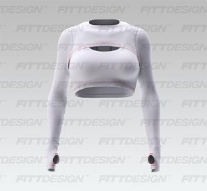 Ladies Overlapping Front Cut Out Runner Sleeve Crop Top Smart Mockup