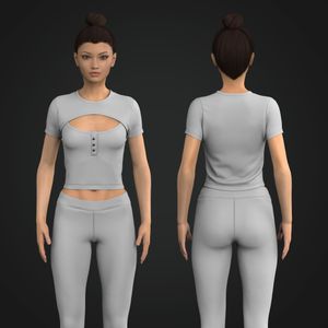 Ladies Overlapping Front Cut Out Short Sleeve Crop Tee Tech Pack