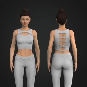 Ladies Overlapping Front Cut Out Strappy Back Crop Bra Tech Pack