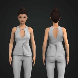 Ladies Overlapping Front Cut Out Tank Top Tech Pack