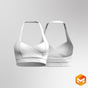 Ladies Overlapping Front Halter Neckline Backless Bra 3D Garment