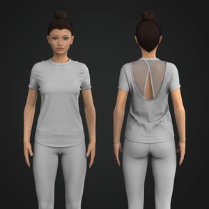 Ladies Overlapping Mesh Back Scallop Bottom Tee Tech Pack