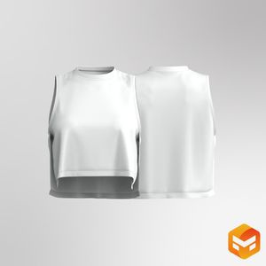 Ladies Overlapping Side Split Hem Crop Tank Top 3D Garment