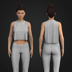 Ladies Overlapping Side Split Hem Crop Tank Top Tech Pack