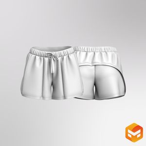 Ladies Overlapping Split Hem Performance Shorts 3D Garment