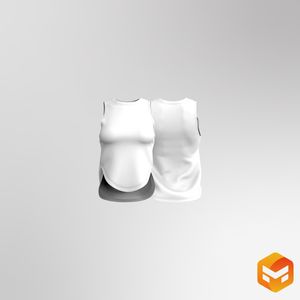 Ladies Overlapping Split Hem Scallop Bottom Tank Top 3D Garment