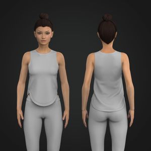 Ladies Overlapping Split Hem Scallop Bottom Tank Top Tech Pack