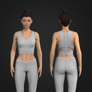 Ladies Overlapping V-Neckline Racer Back Cut Out Crop Tank Top Tech Pack