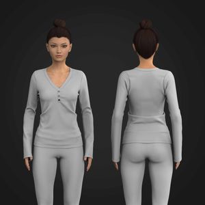 Ladies Overlapping V-Shaped Collar Flared Sleeve Top Tech Pack