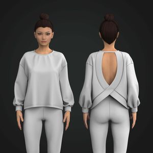 Ladies Oversized Back Cut Out Crossover Hem Sweatshirt Tech Pack