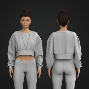 Ladies Oversized Banded Crop Sweater Tech Pack