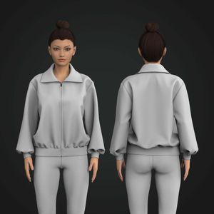 Ladies Oversized Cadet Collar Drop Shoulder Zip Up Jacket Tech Pack