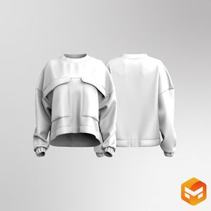 Ladies Oversized Cargo Pocket Sweater 3D Garment