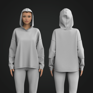 Ladies Oversized Double Sleeve Hooded Tee Tech Pack