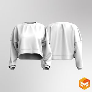 Ladies Oversized Drop Shoulder Crop Sweater 3D Garment
