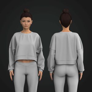 Ladies Oversized Drop Shoulder Crop Sweater Tech Pack