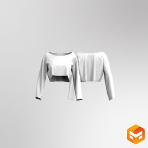 Ladies Oversized Drop Shoulder Knuckle Length Crop Top 3D Garment
