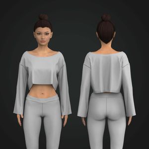 Ladies Oversized Drop Shoulder Knuckle Length Crop Top Tech Pack