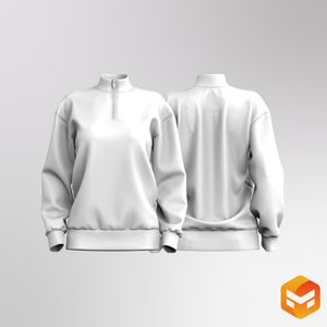 Ladies Oversized Drop Shoulder Quarter Zip Sweater 3D Garment