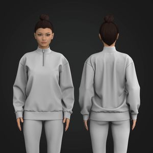 Ladies Oversized Drop Shoulder Quarter Zip Sweater Tech Pack