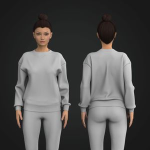 Ladies Oversized Drop Shoulder Ribbed Cuffs Sweater Tech Pack
