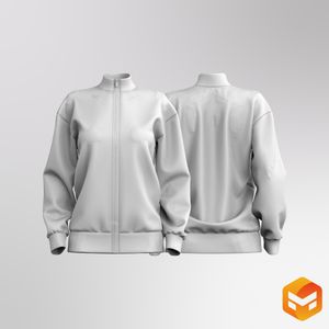 Ladies Oversized Drop Shoulder Zip Up Jacket 3D Garment