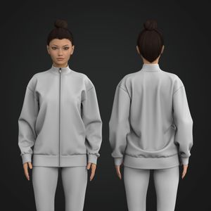 Ladies Oversized Drop Shoulder Zip Up Jacket Tech Pack