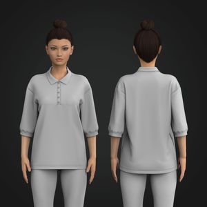 Ladies Oversized Elbow Length Cuffed Sleeve Polo Shirt Tech Pack