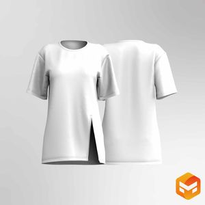 Ladies Oversized Front Split Hem Tee - 3D Garment