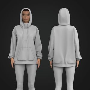 Ladies Oversized Half Zip Hoodie Tech Pack