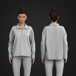 Ladies Oversized Long Sleeve Polo Shirt Tech Pack