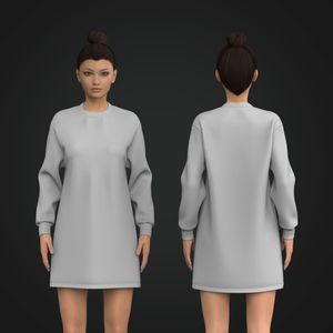 Ladies Oversized Mock Neck Long Sleeve Dress Tech Pack