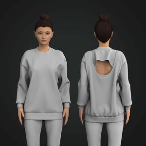 Ladies Oversized Overlapping Back Cut Out Sweater Tech Pack