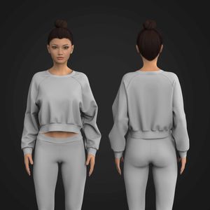 Ladies Oversized Raglan Sleeve Crop Sweater Tech Pack