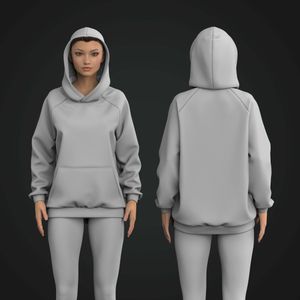 Ladies Oversized Raglan Sleeve Hoodie Tech Pack