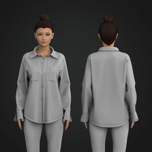 Ladies Oversized Set In Long Sleeve Button Up Shirt Tech Pack