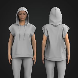 Ladies Oversized Sleeveless Hoodie Tech Pack