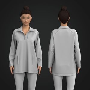 Ladies Oversized Snap Button Sweater Tech Pack