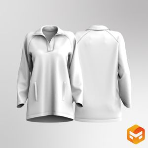 Ladies Oversized Zip Snap Button Sweater 3D Garment