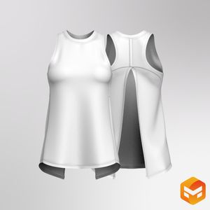 Ladies Performance Split Back Tank Top 3D Garment