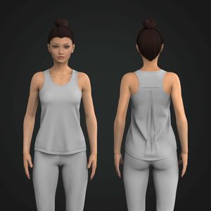 Ladies Pleated Racer Back Tank Top Tech Pack