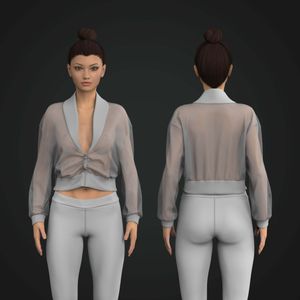 Ladies Plunge Neckline Full Zip Front Ruching Mesh Jacket Tech Pack