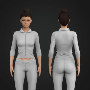 Ladies Polo Collar 3/4 Sleeve Ribbed Zip Up Tech Pack