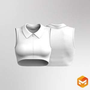 Ladies Polo Collar Half Zip Cropped Tank Top 3D Garment
