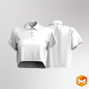 Ladies Polo Collar Relaxed Golf Crop Tee 3D Garment