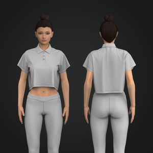 Ladies Polo Collar Relaxed Golf Crop Tee Tech Pack