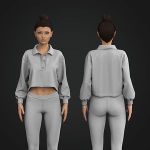 Ladies Polo Style Neckline Relaxed Fit Button Up Sweater