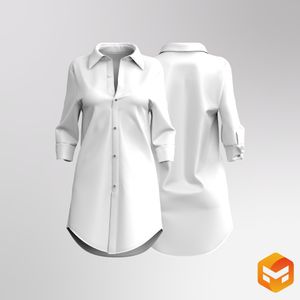 Ladies Pool Side Button Up Shirt Dress 3D Garment