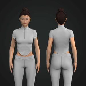 Ladies Quarter Zip Cadet Collar Scallop Bottom Fitted Tee Tech Pack