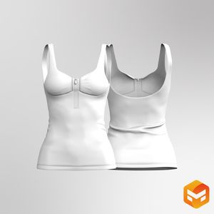 Ladies Quarter Zip Diamond Neckline Fitted Tank Top 3D Garment